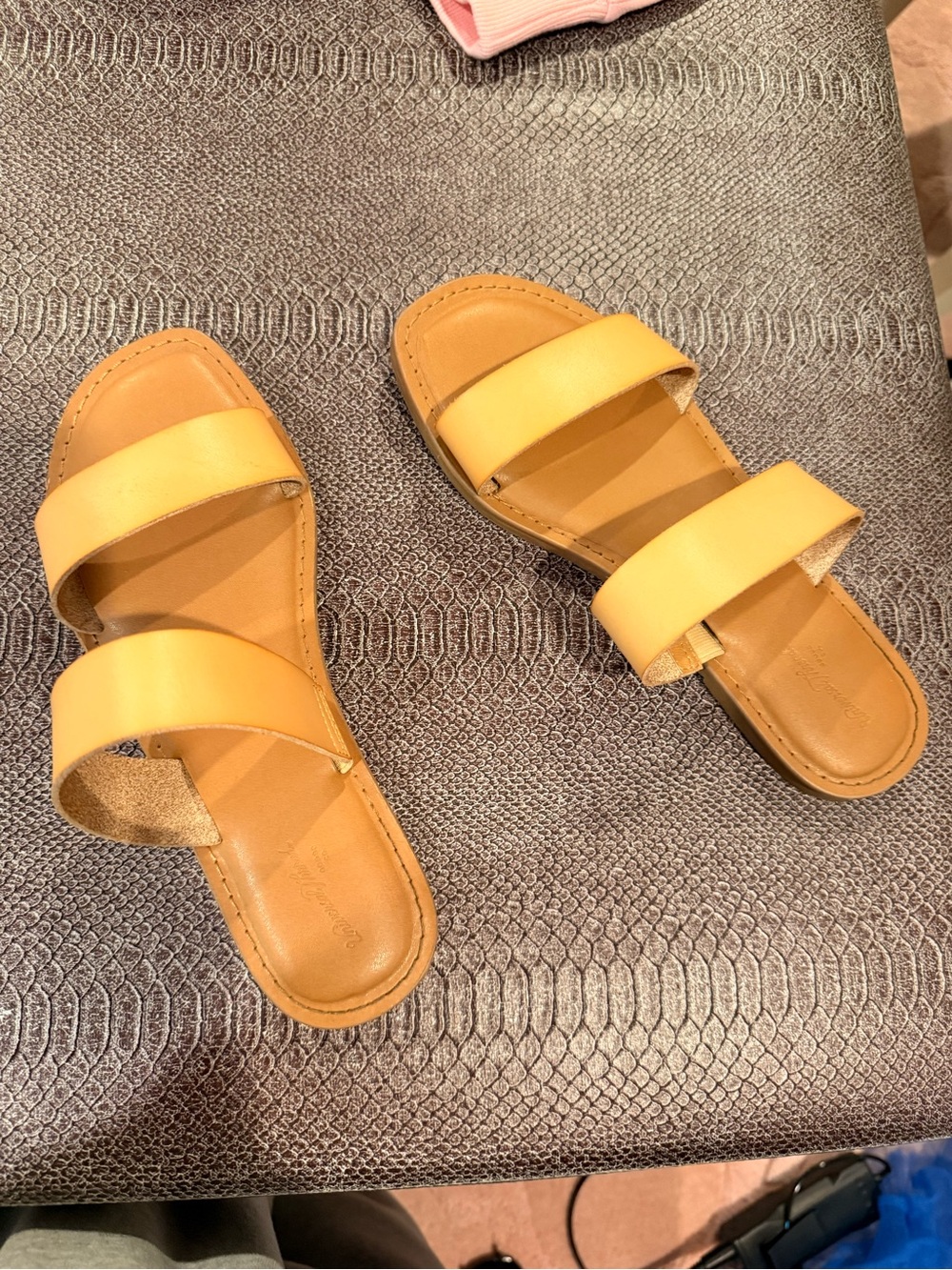 Women’s Yellow Double-Strap Slide Sandals